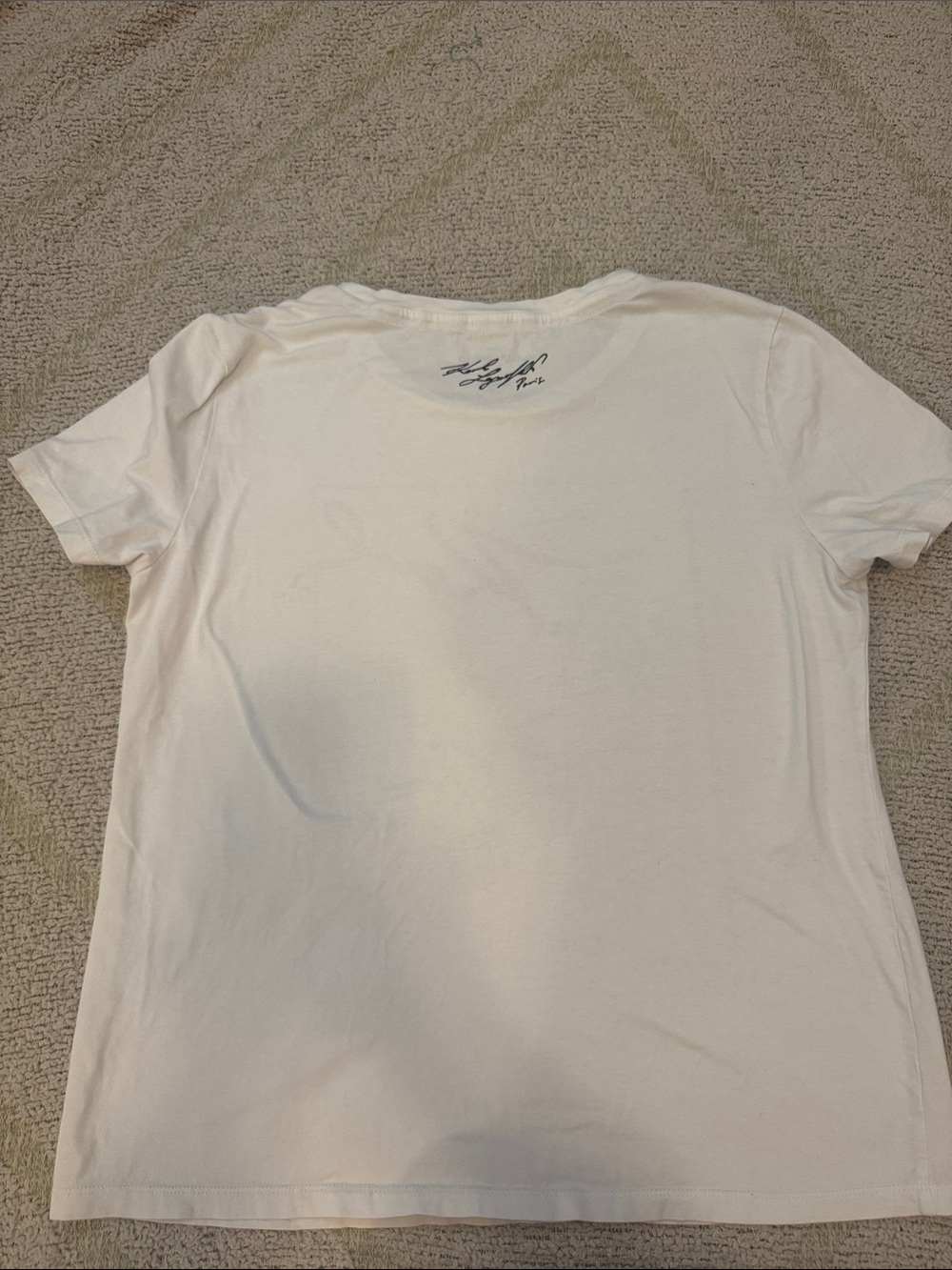Karl Lagerfeld Paris Graphic Tee White Embellished Rhinestone Logo Top Medium - Picture 3 of 4